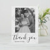 ダマスクエレガントフォトブラック&ホワイトサンキューカード 招待状 (スタンド正面)