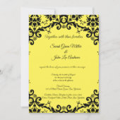 ダマスクエレガントフローライエロー結婚式招待状 招待状 (正面)