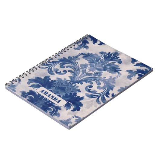 ダマスクエレガントブルートワールデジュウモノグラム ノートブック (左側)