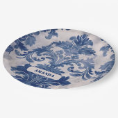 ダマスクエレガントブルートワールデジュウモノグラム ペーパープレート (アングル)
