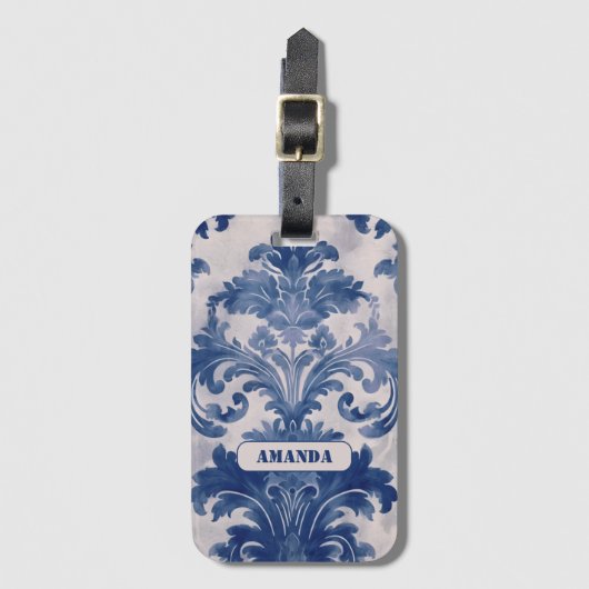 ダマスクエレガントブルートワールデジュウモノグラム ラゲッジタグ (正面縦)