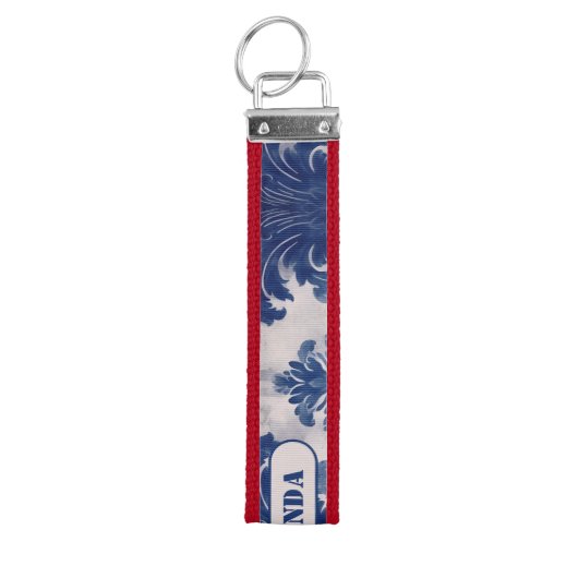 ダマスクエレガントブルートワールデジュウモノグラム リストバンドキーホルダー (鍵トップ)