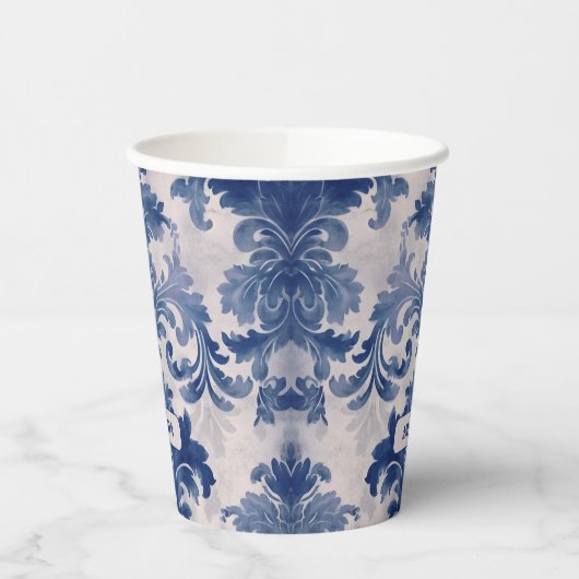 ダマスクエレガントブルートワールデジュウモノグラム 紙コップ (左)