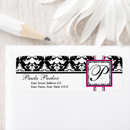 ダマスクエレガントモノグラムPシックラベル ラベル (インサイチュ)