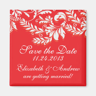 ダマスクエレガントリーフの渦巻き旋回Dateマグネットを保存 マグネット