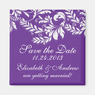 ダマスクエレガントリーフの渦巻き旋回Dateマグネットを保存 マグネット