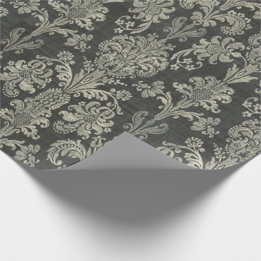 ダマスクエレガント洗練されたクラシックヴィンテージ ラッピングペーパー (角)