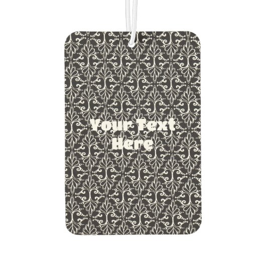ダマスクエレガント白黒模様のスクロール カーエアーフレッシュナー (裏面)