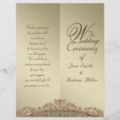 ダマスクカスタム金ゴールド結婚式 プログラムフライヤーデザイン (正面)