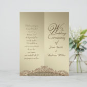 ダマスクカスタム金ゴールド結婚式 プログラムフライヤーデザイン (スタンド正面)