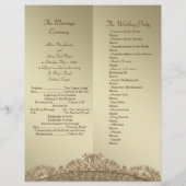 ダマスクカスタム金ゴールド結婚式 プログラムフライヤーデザイン (裏面)