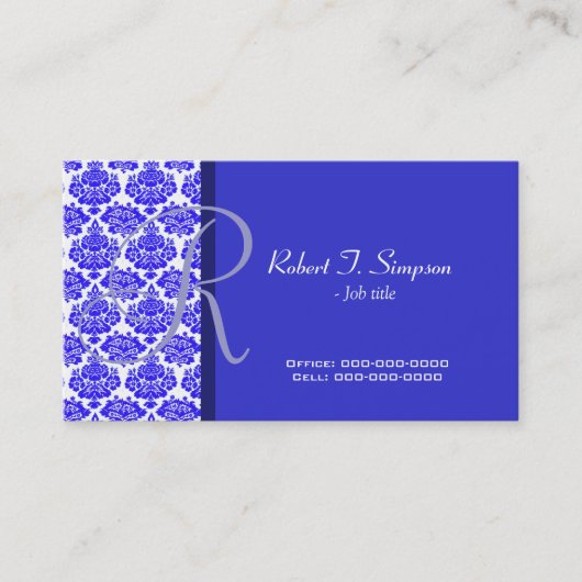 ダマスクカッコいいブエレガントルー名刺 名刺 (正面)