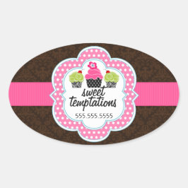 ダマスクカップケーキベーカリー事業 楕円形シール