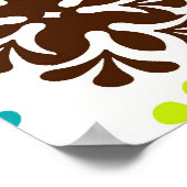 ダマスクカラフルフローラかわいいネオン花柄 ポスター (角)