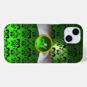 ダマスクガーリーモノグラム緑リボン Case-Mate iPhoneケース (裏面 (横))
