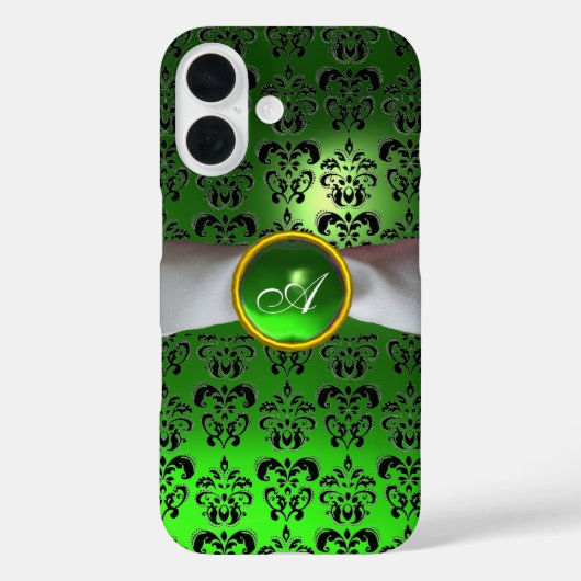 ダマスクガーリーモノグラム緑リボン Case-Mate iPhoneケース (裏面)