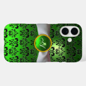 ダマスクガーリーモノグラム緑リボン Case-Mate iPhoneケース (裏面 (横))
