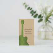 ダマスクギター音楽ビジネスカードOlive Green 名刺 (スタンド正面)