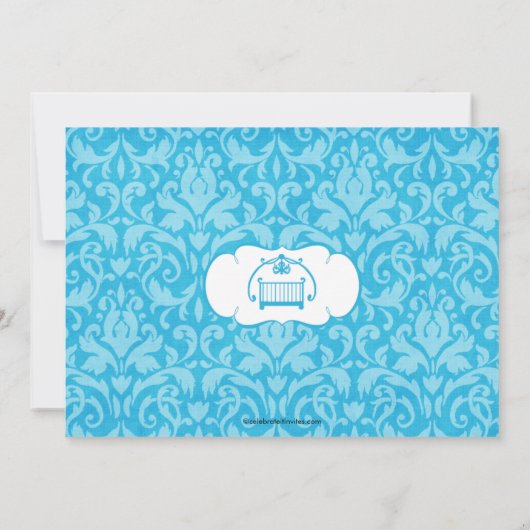 ダマスククエレガントリブボーイベビーシャワー招待状 招待状 (裏面)