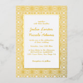 ダマスククラシックの幾何学模様 箔招待状 (正面)