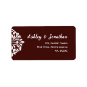 ダマスククラシックエレガントマホガニーレッド結婚ズ ラベル (正面)