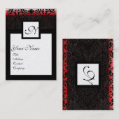 ダマスククラシックスクエアモノグラムブラック金ゴールドメタリック 名刺 (正面/裏面)