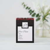 ダマスククラシックスクエアモノグラムブラック金ゴールドメタリック 名刺 (スタンド正面)