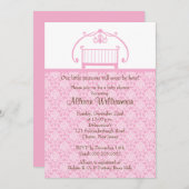 ダマスククリブガールベビーシャワー招待状 招待状 (正面/裏面)