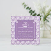 ダマスククリブベビーガールベビーシャワー招待状 招待状 (スタンド正面)