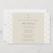 ダマスククリームクロス《キリスト教》洗礼式や命名式/バプテスマ 招待状 (正面)