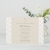 ダマスククリームクロス《キリスト教》洗礼式や命名式/バプテスマ 招待状 (スタンド正面)