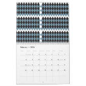 ダマスクグラフィック草イラストレーション高 カレンダー (2月 2026)