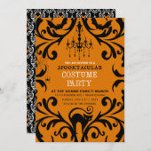 ダマスクグラムハロウィーンの衣装パーティの招待状 招待状 (正面/裏面)