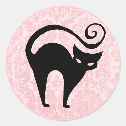 ダマスクグラムハロウィーン子猫 ラウンドシール (正面)