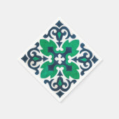 ダマスクグランジブルーグリーンスワール スタンダードカクテルナプキン (角)
