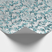 ダマスクグリッターティファニーシルバーグレイ王室のセイン ラッピングペーパー (角)