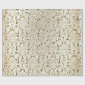 ダマスクグリッターフェイク金ゴールドホワイト王室のコテージ ラッピングペーパー (フラット)