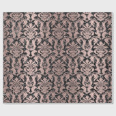 ダマスクグリッターブラックバラ金ゴールドエレガント 王室の ラッピングペーパー (フラット)