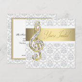 ダマスクゴールド トレブルクレフ 音楽発表会 招待状 (正面/裏面)