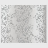 ダマスクシルバーグレイ王室のメタルアントニエッタコテージ ラッピングペーパー (フラット)