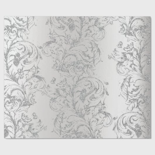 ダマスクシルバーグレイ王室のメタルアントニエッタコテージ ラッピングペーパー (フラット)