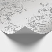 ダマスクシルバーグレイ王室のメタルアントニエッタコテージ ラッピングペーパー (角)