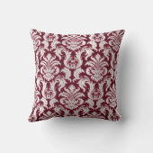 ダマスクシルバーグレーメタリックブルゴーニュのベルベット クッション (裏面)