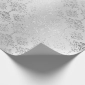 ダマスクシルバーモノクロ王室のオーナメントフォーマル ラッピングペーパー (角)