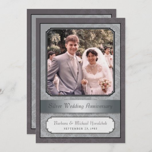 ダマスクシルバー(25th)周年記念パーティの招待状 招待状 (正面/裏面)