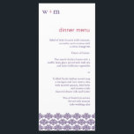 ダマスクシンプルシアン結婚パープルのメニュー メニュー<br><div class="desc">シンプルはこのダマスクデザインのメニュ結婚ーカードの鍵である。クリーンなベリーカラーとパープルのタイポグラフィは華美、底にパープルのダマ縁どスクと混合している。カップルのイニシャルはページの上部でハイライト表示される。下にメカスタマイズニューを追加。一致する製品と別の色で利用可能。</div>