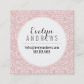 ダマスクシンプルSPOTパタークールンク淡い色のピンク灰色 スクエア名刺 (正面)