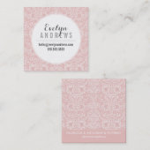 ダマスクシンプルSPOTパタークールンク淡い色のピンク灰色 スクエア名刺 (正面/裏面)