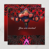 ダマスクジェムとピンクローズのモノグラム 招待状 (正面/裏面)