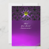 ダマスクジェムストーンモノグラムイエローパープル 招待状 (裏面)